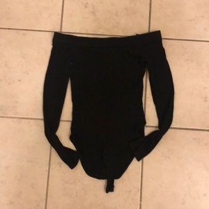 Off the shoulder black body suit